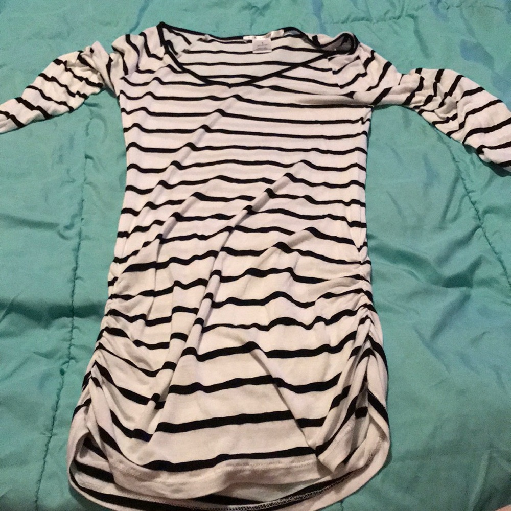 Black and white striped short dress